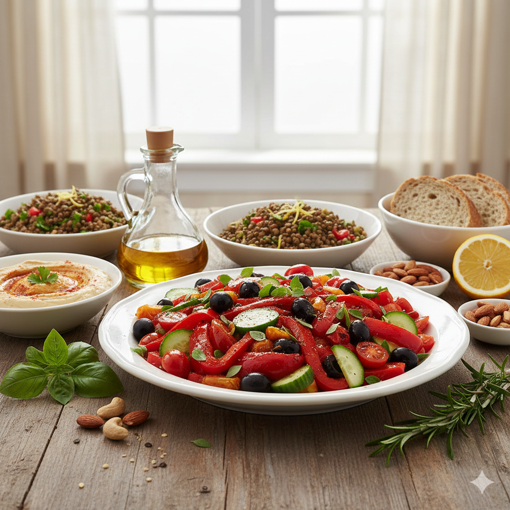 Mediterranean style vegetarian diet supporting weight loss