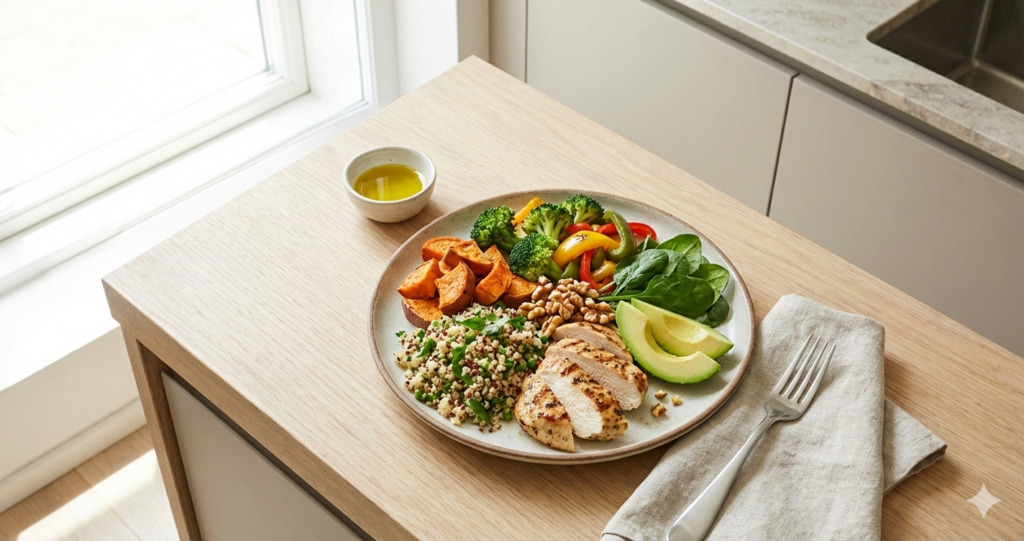 Balanced meal plate for sustainable weight loss